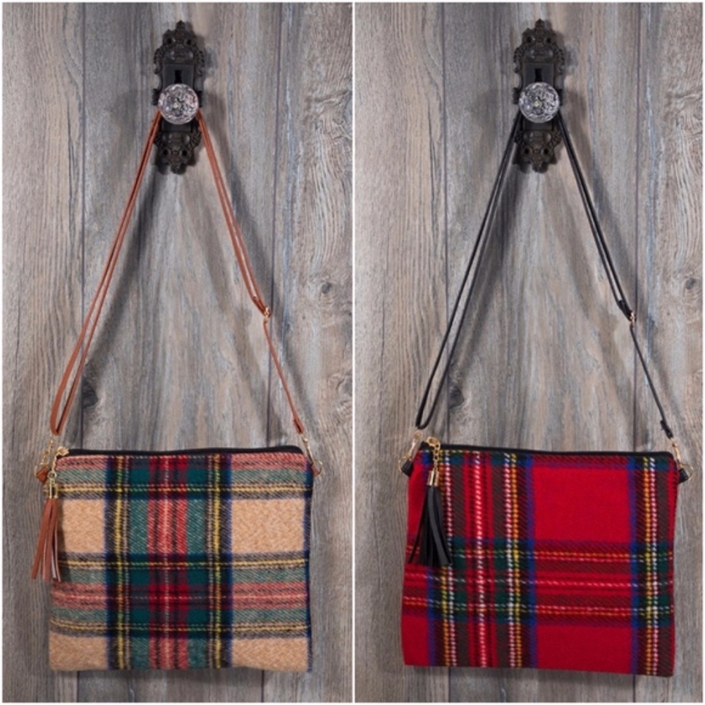 Casual Plaid Print Zipper Crossbody Bag - Picture 1 of 8